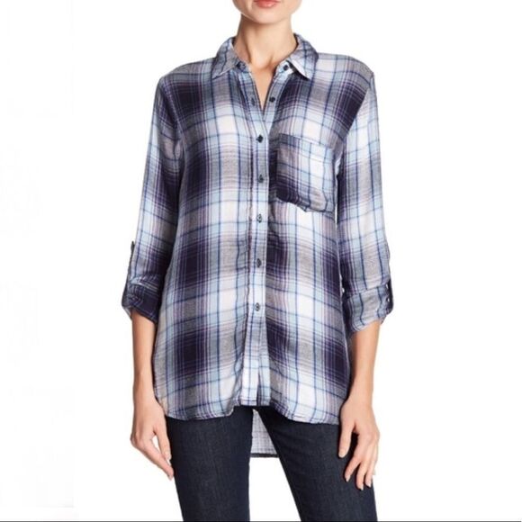 Love, Fire Plaid Button Down Shirt In Blue (UC11) - Picture 1 of 7